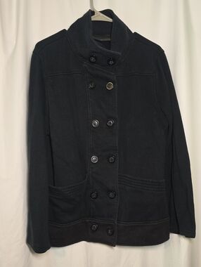 Allison Brittney Black Double-Breasted Pea Coat